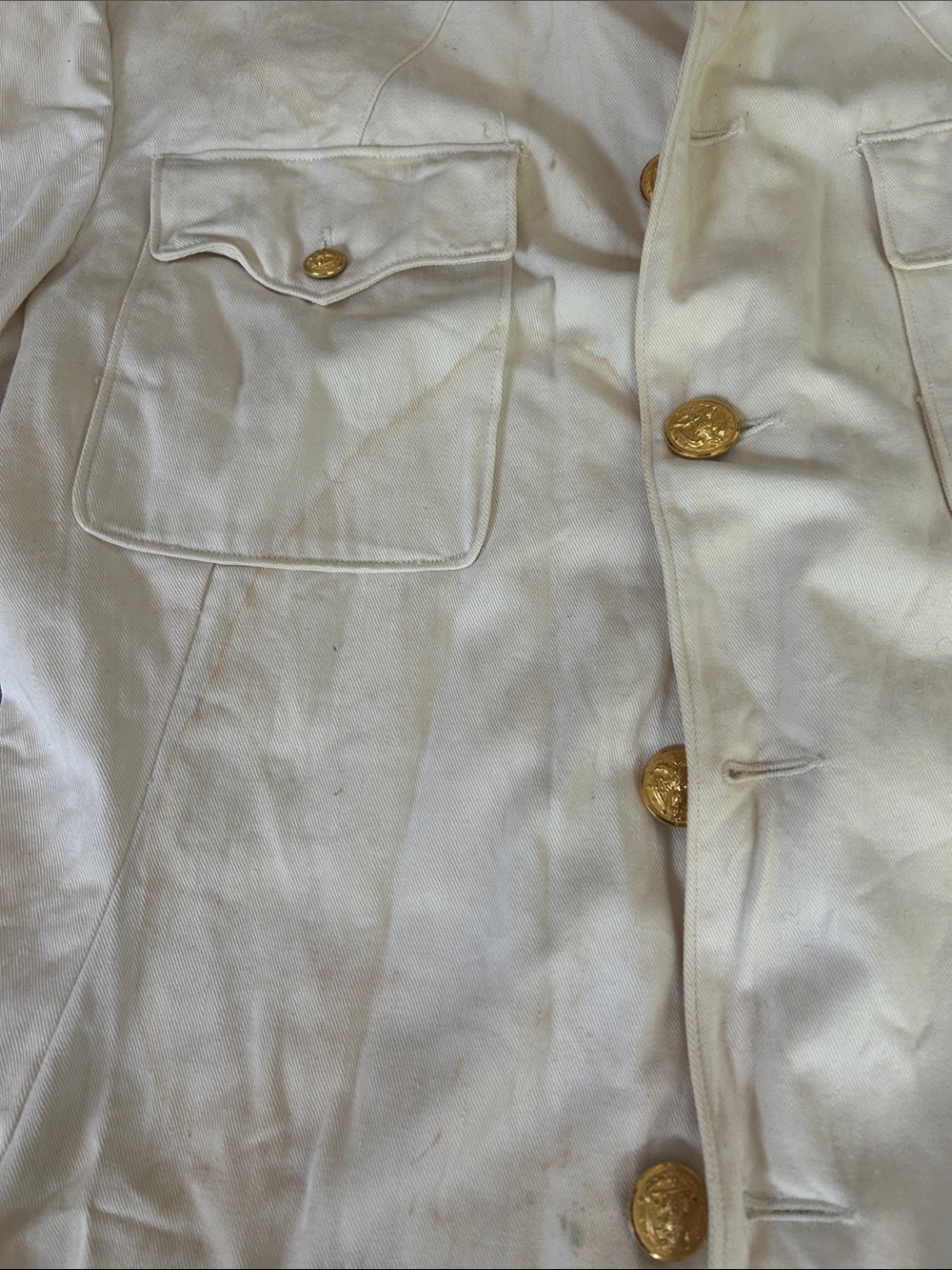 White Military-Style Button Front Jacket with Epaulettes - Picture 5 of 7